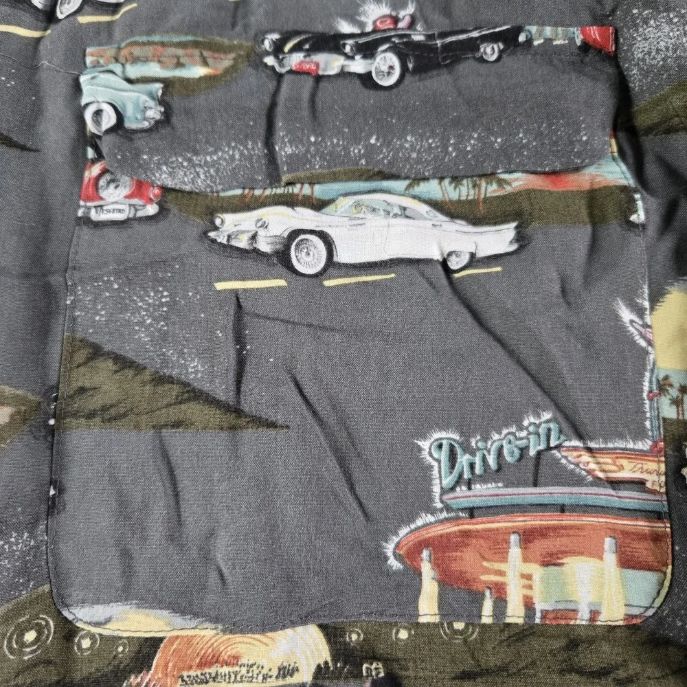 VTG Reyn Spooner American Classics Mens Large Button Up Rayon Classic Cars USA - Picture 8 of 9